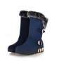 Artificial Rabbit Hair Buckle Flat Heel Snow Boots
