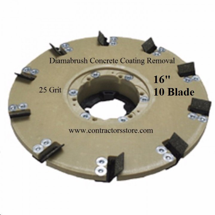Diamabrush 16" Concrete Coating Removal Tool 25 Grit 10 Blades