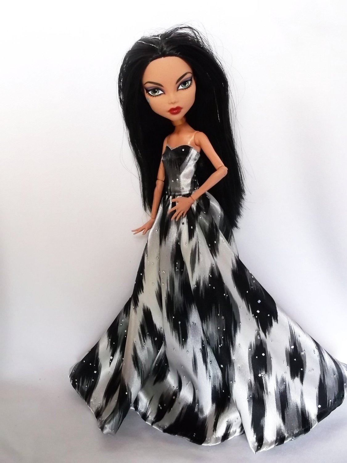 Handmade Monster High Dress Gown Grey Black