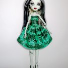 Handmade Monster High Dress Sweet Heart Dark Green with Black