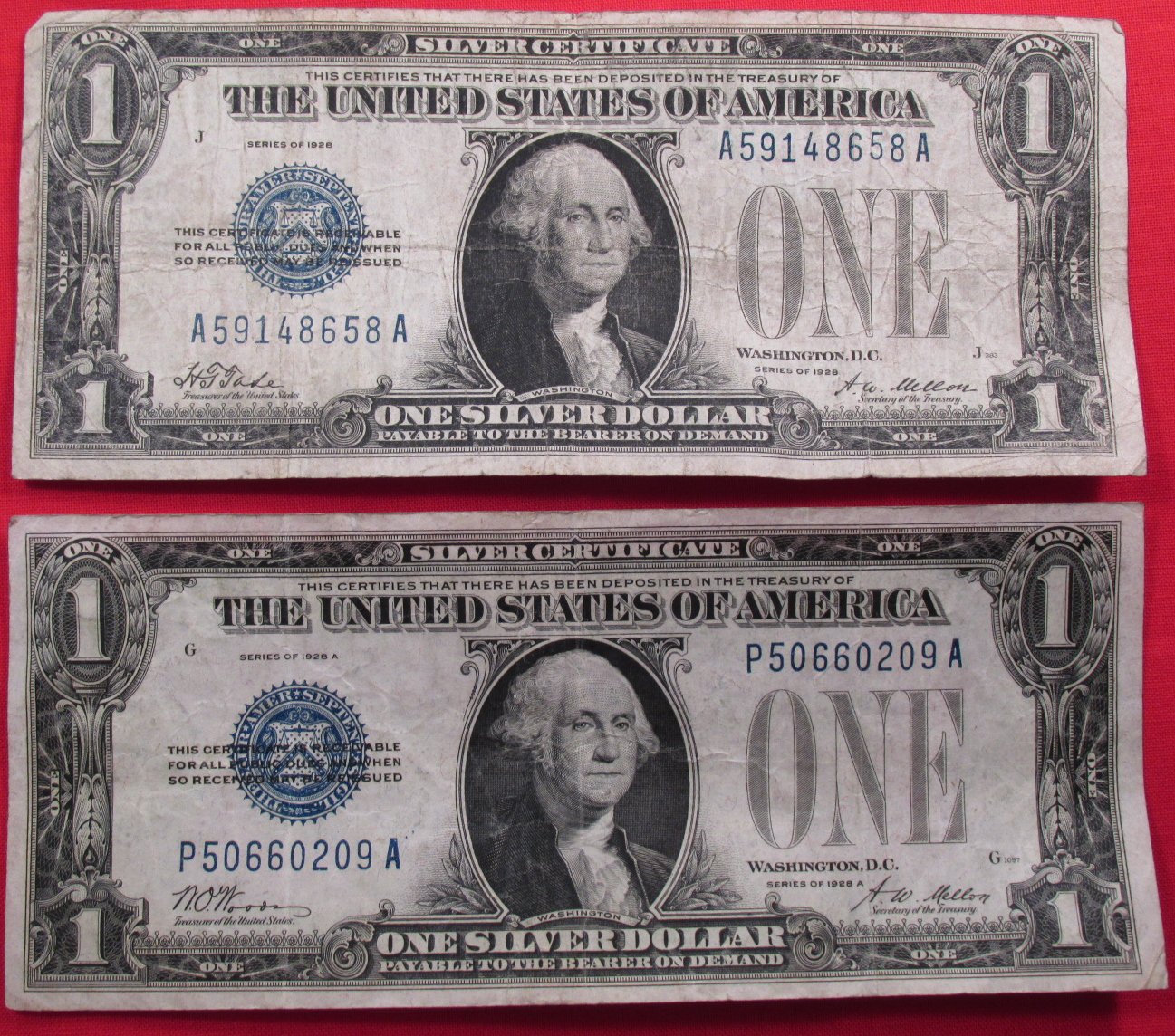 1928 & 1928-A $1 Silver Certificate Funny Back Note (0648)