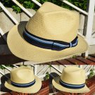 PANAMA STYLE SUMMER STRAW WIDE BRIM FEDORA INDIANA PORK PIE CAP HAT S/M L/XL NTW