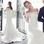 LUXURY WHITE LACE PRINCES BRIDE FISH TAIL LONG TRAIN HANDMADE FORMAL SIZE 6 & 10