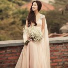 TENDER NEW PINK SEXY V-NECK DIAMOND SLEEVELESS BRIDE HANDMADE CHIFFON SIZE 12