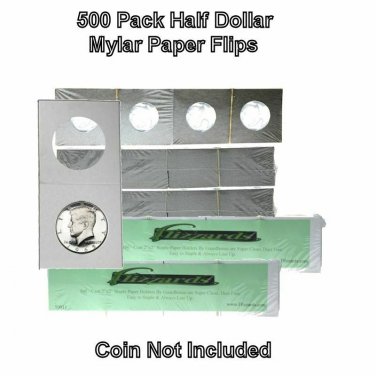 by Guardhouse 500 Cardboard/Mylar 2x2 Coin Holder Flips for Half Dollar 30.6mm 