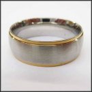 Stainless Steel Stamped High Polished Gold Edged Ring 8mm