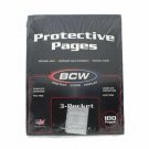 BCW - Pro 3-Pocket Currency Page. Fit All Standard 3-Ring Binder, 100 pack