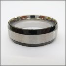 Stainless Steel Stamped Ring 8mm, Black Edge