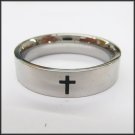 Stainless Steel Stamped Ring 6mm, High Polished Cross