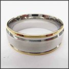 Stainless Steel Stamped High Polished Gold Edged/Silver Ring 8mm