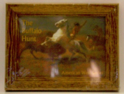 Buffalo Hunt, American West Series Solid Oak Coin Frame 5x7