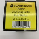 Guardhouse 2x2 Tetra Snaplock Coin Holders for Half dollar 30.6mm, 25 pack