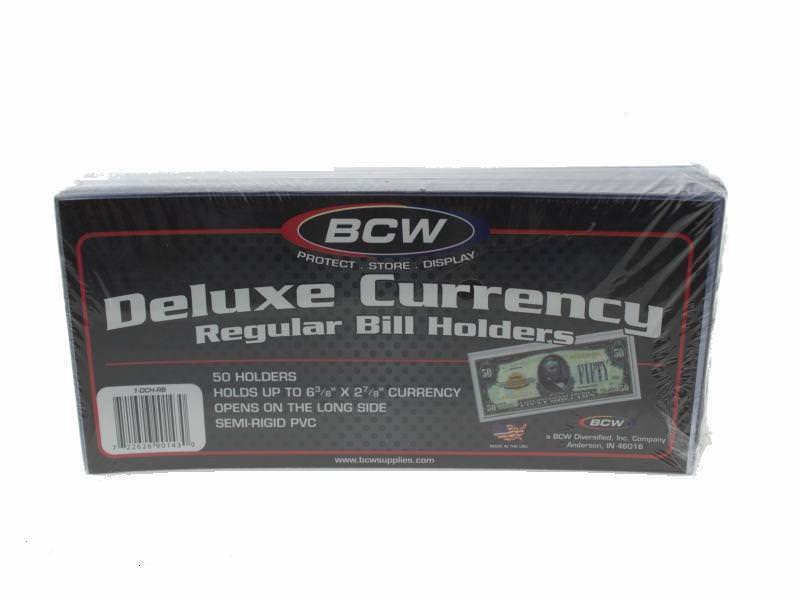 BCW Deluxe Currency Holders - Regular Bill, 50 pack