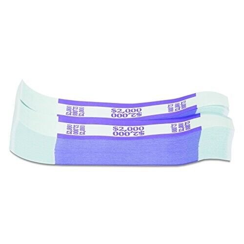 Self Sealing Currency Straps, Money Bands, $2000, Violet 1000 pack