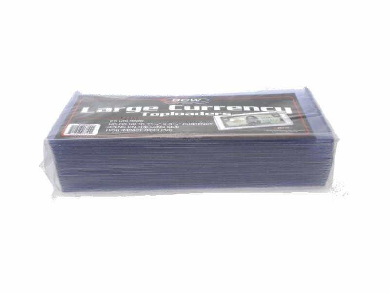 Rigid PVC Toploaders Large Bill Currency Holder 7.5x3.5 by BCW