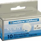 Lighthouse Round Direst Fit Coin Capsules, 31mm Half Dollar 10 pack