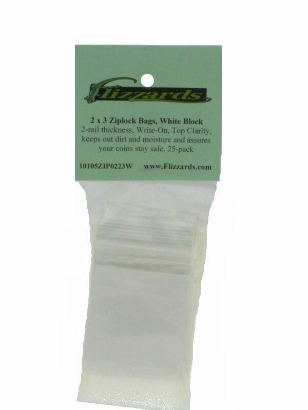 Ziptop 2x3 White Block Re-closeable Poly Bags, 2 mil 25 pack