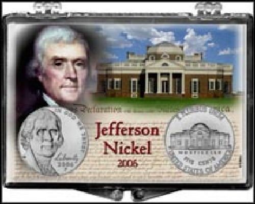 Jefferson Nickel 2006, 2x3 Snap Lock Coin Holder, 3 pack