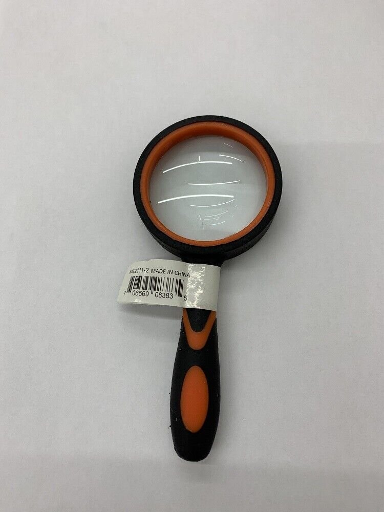 4x - 2"  Rubberized Handheld Glass Magnifier - Orange