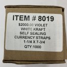 Currency Straps-Self Sealing Money Bands, $2000 Violet, 1000 pack, by NF String