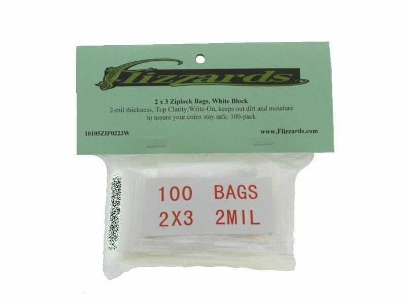 Ziptop 2x3 White Block Re-closeable Poly Bags, 2 mil 100 pack