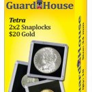 Guardhouse Tetra Snaplock Coin Holders,  20 Dollar Gold, 2x2, 10 pack
