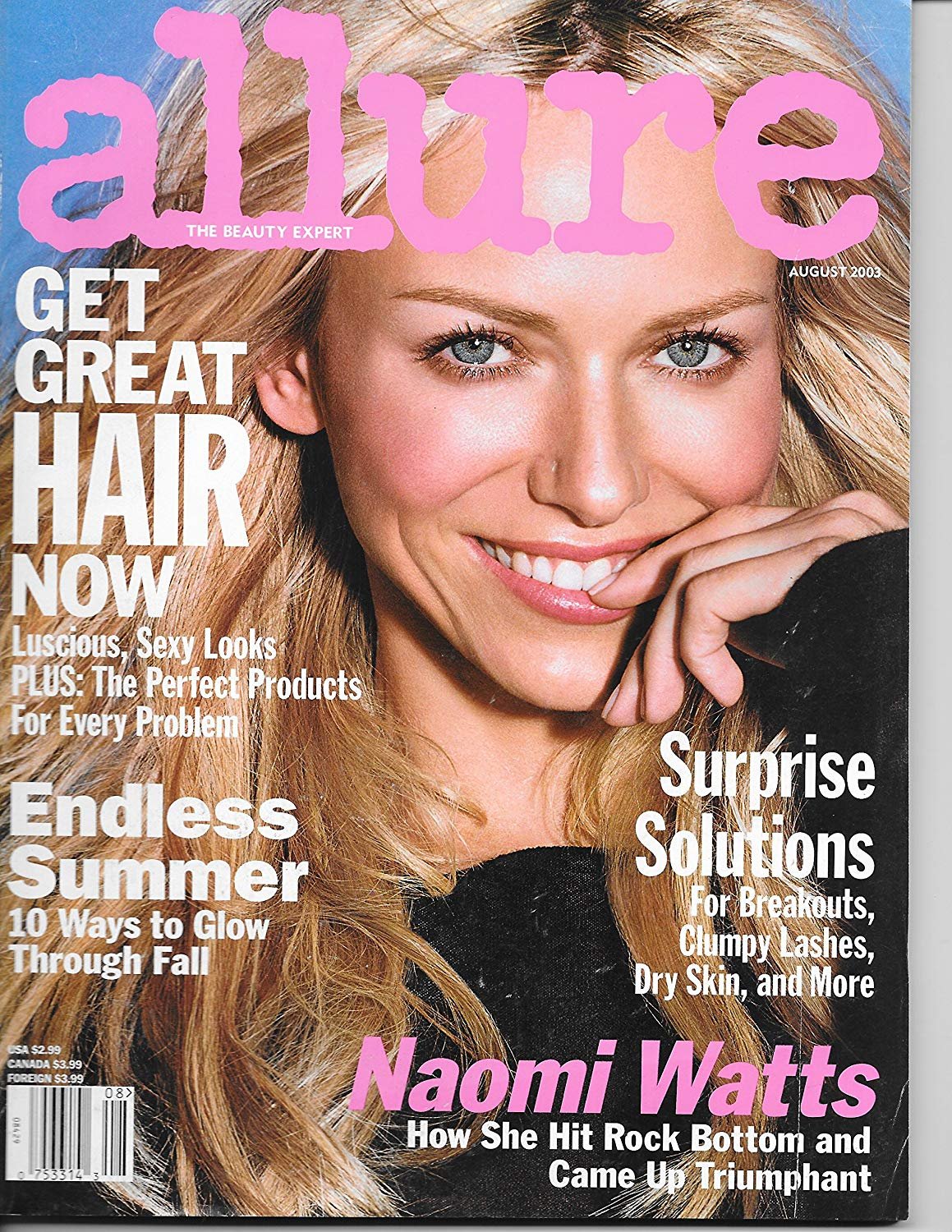 Allure Magazine August 2003 Naomi Watts Cover