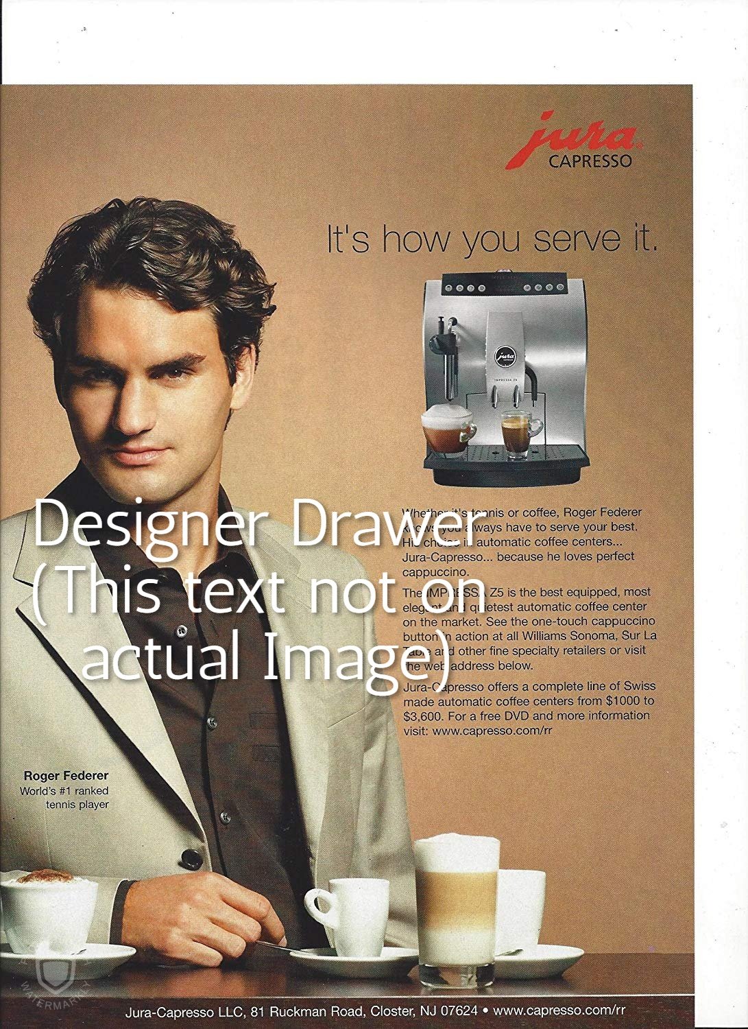 Magazine Paper Print Ad With Roger Federer For Jura ...