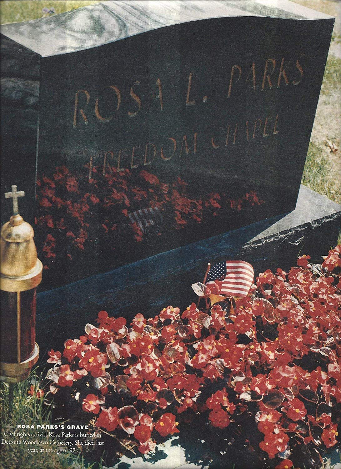 Original Magazine Photo Of Rosa Parks Tombstone In Detroit