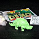 SCARCE 1988 Topps Plastic Dinosaur Stegosaurus, Green, Wrapper, ID Sheet, Candy Eggs (2-9-19)