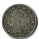 U.S. 1908 Liberty V Nickel, Partial LIBERTY (3-29-19)