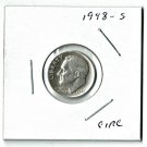 U.S. 1948-S Roosevelt Dime, Circulated, 90% Silver (4-1-19)