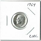 U.S. 1964 Roosevelt Dime, Circulated, 90% Silver (4-1-19)