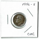 U.S. 1946-S Roosevelt Dime, Circulated, 90% Silver  (4-1-19)