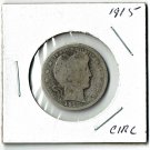 U.S. 1915 Barber Quarter, Circulated, 90% Silver (3-4-19)