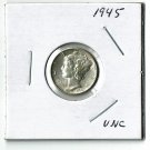 U.S. 1945 Mercury Dime Uncirculated, 90% Silver  (4-1-19)