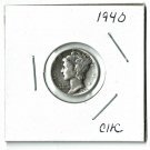 U.S. 1940 Mercury Dime, Circulated, 90% Silver  (4-1-19)