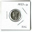 U.S. 1937-D Mercury Dime, Circulated, 90% Silver  (4-1-19)