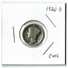 U.S. 1926-D Mercury Dime, Circulated, 90% Silver  (4-1-19)