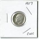 U.S. 1957 Roosevelt Dime, Circulated, 90% Silver  (4-1-19)