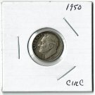 U.S. 1950 Roosevelt Dime, Circulated, 90% Silver  (4-1-19)
