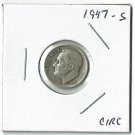 U.S. 1947-S Roosevelt Dime, Circulated, 90% Silver (4-1-19)