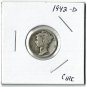 U.S. 1942-D Mercury Dime, Circulated, 90% Silver  (4-1-19)