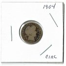 U.S. 1904 Barber Liberty Head Dime, Circulated, 90% Silver (4-1-19)