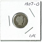 U.S. 1907-O Barber Liberty Head Dime, Circulated, 90% Silver (4-1-19)