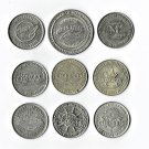 50 & 25 Cents Casino Tokens, 9 Different.  Par-A-Dice, Argosy Riverboat, Etc. (11-11-19) CT002