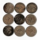 Australia, 1 Penny, 9 pcs. All Different (12-12-19) Lot ALP-002