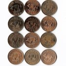 Bermuda, 1 Cents, Wild Boar, 12 pcs. 12 Different (12-15-19)