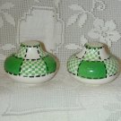 FANTASTIC VTG. GREEN & WHITE SALT & PEPPER SHAKERS