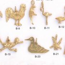 One Dozen Assorted Bird Charms Pendants Gold Or Rhodium